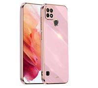 WEIOU Soft TPU Cover for Realme C21Y (C21-Y) / Realme C25Y Case, Slim Non-Slip Flexible Protective Shock Absorption Golden Border Plating Phone Shell Bumper - Purple