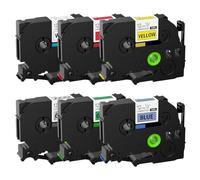 Weipto Compatible Label Tapes Replacement for Brother P-Touch Label Tapes, 12mm x 8m, TZe-131/231/431/531/631/731, Black on Clear/White/Red/Blue/Yellow/Green, 6 Packs