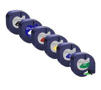 Weipto Compatible Label Tapes Replacement for Dymo LetraTag Label Tapes, 12mm x 4m, 12267 91201 91202 91203 91204 91205, Black on Clear/White/Red/Blue/Yellow/Green, 6 Packs