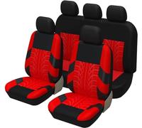 WEIQQI Car Seat Covers for Fiat 500X (2015-2017), Full Set Front Rear Car Seat Covers Car Seat Protectors Washable Interior Accessories, Red/E