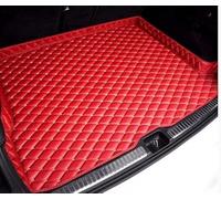 WEIQQI Leather Car Boot Mat for Audi Q2 2017-2021 (upper floor), Anti-Slip Carpets Waterproof Rear Trunk Liner Protector Tray Cover,Red/D