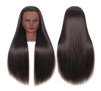 WeiRan 26"-28" Mannequin Head Styling Head 50% Human Hair Cosmetology Manikin Doll Training Head for Hairdresser Practice Braiding Free Clamp Holder and Comb