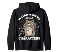 Weird Aunts Build Characters Funny Raccoon Aunt Life Zip Hoodie