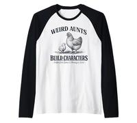 Weird Aunts Build Characters Funny Vintage Chicken Raglan Baseball Tee