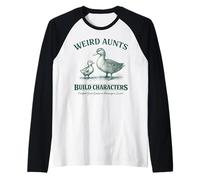 Weird Aunts Build Characters Vintage Duck Illustration Raglan Baseball Tee