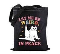 Weird Cat Tote Bag Let Me Be Weird In Peace Tote Bag Cat Meme Cat Lover Gift Offensive Gift (Weird In Peace TOTE)