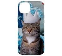 Weird Cat with Koi and Great Wave of Kanagawa Case for iPhone 14 Plus