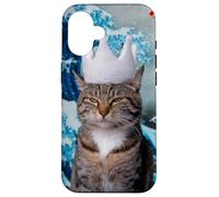 Weird Cat with Koi and Great Wave of Kanagawa Case for iPhone 16