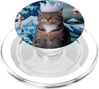 Weird Cat with Koi and Great Wave of Kanagawa PopSockets PopGrip for MagSafe