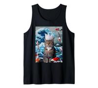Weird Cat with Koi and Great Wave of Kanagawa Tank Top