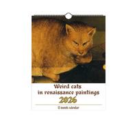 Weird Cats in Renaissance 2026 Wall Calendar 12 Cats Renaissance Paintings