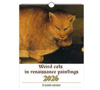 Weird Cats in Renaissance 2026 Wall Calendar 12 Monthly Medieval Funny Cat Paintings Creative Gift for Cat Lovers & Art Fans Home Office (1pcs)