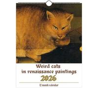 Weird Cats In Renaissance 2026 Wall Calendar, 12 Monthly Weird Cat Art Themed Wall Calendar, 2026 Funny Cat Calendar for Cats Lovers, 8.5" x 11"