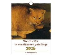 Weird Cats in Renaissance 2026 Wall Calendar, Funny Medieval Cats Calendar 2026 with Different Hilarious Cat Illustrations Every Month, Hanging Calendars 12 Month Planner for Cat Kitten Lover