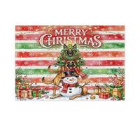 Weird Christmas Belgian Malinois Dog Jigsaw Puzzles for Adults 300 Piece, Fun Cool Red Green Xmas Wooden Printed Puzzles, Holiday Pattern Decorations for Home Entertainment