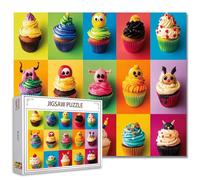 Weird Design Cupcakes Jigsaw Puzzles for Adults 1000 Pieces, Monster Quirky Face Cupcake Puzzle Art 27 x 20 Inches Different Cupcakes DIY Puzzles for Home Decoration, Family Puzzle for Game Nights