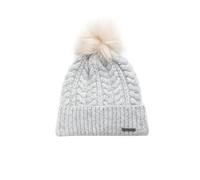Weird Fish Allerton Cable Knit Bobble Hat Light Grey Size ONE