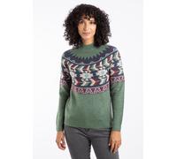 Weird Fish Women's Arelia Ikat Knitted Jumper in Dark Olive | Size: 18 Weird Fish Dark Olive 18