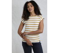 Weird Fish Bowe Organic Cotton Striped Jersey T-Shirt Deep Amber Size 20