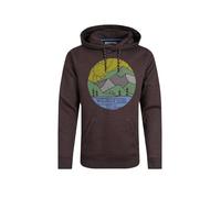 Weird Fish Bryant Front Print Graphic Popover Hoodie Mulled Wine Size L