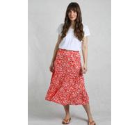 Weird Fish Cassis Lenzing EcoVero™ Printed Viscose Tiered Skirt Tango Red Size 22