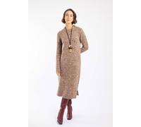 Weird Fish Hawkins Knitted Midi Dress In Light Brown Light Brown 14