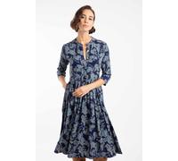Weird Fish Hellen Printed Crepe Viscose Shirt Dress In Bright Blue Bright Blue 8
