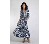 Weird Fish Himanshee Printed Viscose Maxi Dress In Indigo Indigo 8