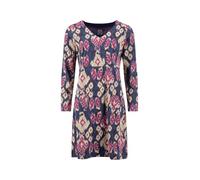 Weird Fish Hope Printed V-Neck Jersey Dress Petrol Blue Size 8