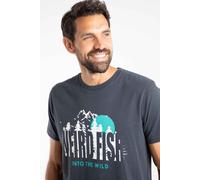 Weird Fish Into The Wild Front Print Graphic T-Shirt Navy Size L