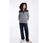 Weird Fish Juliet 1/4 Zip Stripe Macaroni Sweatshirt Navy Size 14. (Jumper/Sweater/Fleece)