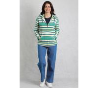Weird Fish Lana 1/4 Zip Stripe Microfleece Hoodie Aqua Marine Size 14