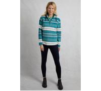 Weird Fish Women's Lana 1/4 Zip Stripe Microfleece Hoodie, Blue 12