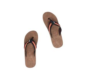 Weird Fish Malham Leather Look Flip Flops Caramel Size 11