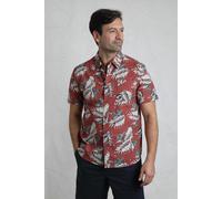 Weird Fish Men's Faraway Cotton Printed Shirt in Orange | Size: Small Weird Fish Orange S