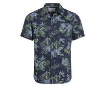 Weird Fish Mens Faraway Leafy Floral Organic Cotton Shirt (Navy) - Size 4XL