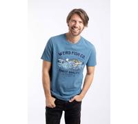Weird Fish Men's Fish Out Of Water Front Print Graphic T-Shirt in Mid Blue | Size: 2XL Weird Fish Mid Blue 2XL