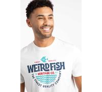 Weird Fish Men's Heritage Surf Front Print Graphic T-Shirt in Off-White | Size: XL Weird Fish Off-White XL