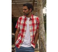 Weird Fish Men's Judd Short Sleeve Check Shirt in Light Red | Size: XL Weird Fish Light Red XL