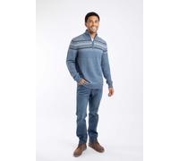 Weird Fish Men's Larner 1/4 Zip Fair Isle Jumper in Pale Blue | Size: 4XL Weird Fish Pale Blue 4XL