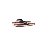 Weird Fish Men's Malham Leather Look Flip Flops in Dark Blue | Size: 8 Weird Fish Dark Blue 8