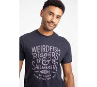 Weird Fish Men's Riggers Cotton Reverse Print Graphic T-Shirt in Midnight | Size: 4XL Weird Fish Midnight 4XL
