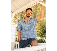 Weird Fish Men's Russell Printed Chambray Short Sleeve Shirt in Blue | Size: 3XL Weird Fish Blue 3XL