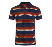 Weird Fish Mens Sunbury Stripe Organic Cotton Polo Shirt (Dark Blue) - Size X-Large