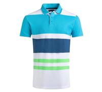 Weird Fish Mens Sunbury Stripe Organic Cotton Polo Shirt (Ocean) - Blue - Size Large