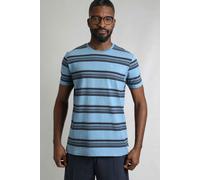 Weird Fish Xavier Eco Crepe Stripe T-Shirt Denim Blue Size 4XL