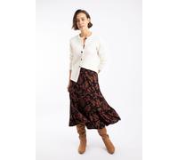 Weird Fish Women's Minnerve Viscose Tiered Maxi Skirt in Chocolate | Size: 12 Weird Fish Chocolate 12