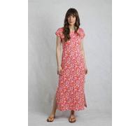 Weird Fish Mirren Cotton Printed Maxi Dress In Dark Red Dark Red 12
