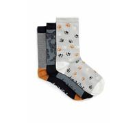 Weird Fish Parade Patterned Socks 3 Pack Dusty Blue Size 4-7