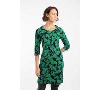 Weird Fish Women's Shafika Cotton Printed Jersey Dress in Blue | Size: 22 Weird Fish Blue 22